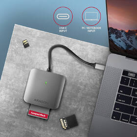 Čtečka paměťových karet Axagon Card Reader  USB-C 3.2 Gen 1, 3-slot & lun SD/microSD/CF, UHS-II stříbrná

 obrázek produktu 4 z 6