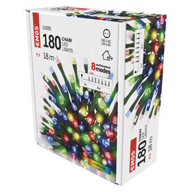 Vánoční osvětlení EMOS 180 LED řetěz, 18 m, venkovní i vnitřní, multicolor, programy 

 obrázek produktu 8 z 8