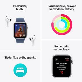Chytré hodinky Apple GPS 44mm pouzdro ze stříbrného hliníku - denimový sportovní řemínek - M/L 
