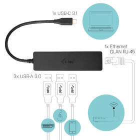 USB Hub i-tec USB-C/3x USB 3.0 + LAN černý

 obrázek produktu 4 z 6