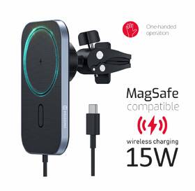 Držák na mobil Swissten MagSafe do ventilace s bezdrátovou nabíječkou 15 W černý

 obrázek produktu 1 z 5
