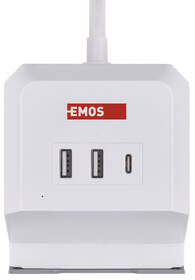Kabel prodlužovací EMOS kostka, 2x zásuvka, 2×USB-A + 1×USB-C+ bezdrátové nabíjení, 2m bílý

 obrázek produktu 2 z 9