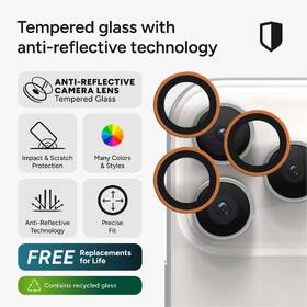 Ochranné sklo čočky fotoaparátu ZAGG InvisibleShield Premium GL (CameraRings) na Apple iPhone 17 Pro/17 Pro Max/16 Pro/16 Pro Max/15 Pro/15 Pro Max oranžové

 obrázek produktu 5 z 11