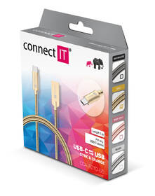 Kabel Connect IT Wirez Steel Knight USB/USB-C, ocelový, opletený, 1m zlatý

 obrázek produktu 2 z 3