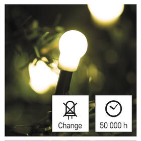 Vánoční osvětlení EMOS 80 LED cherry řetěz - kuličky, 8 m, venkovní i vnitřní, teplá bílá, časovač 

 obrázek produktu 2 z 8