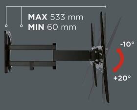 Držák TV Meliconi SlimStyle Plus 400 SDR, polohovatelný pro ůhlopříčky 40" do 80", nosnost 30 kg černý

 obrázek produktu 6 z 7