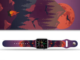 Řemínek Mi-Band na Apple Watch 42/44/45/49 mm - motiv Úplněk horách, bílý 

 obrázek produktu 1 z 3