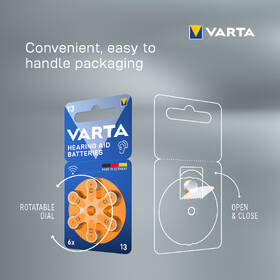 Baterie do naslouchadel Varta Hearing Aid Battery 13, blistr 6ks 

 obrázek produktu 2 z 5