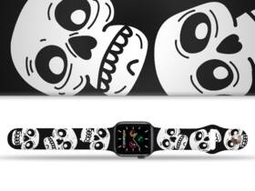 Řemínek Mi-Band na Apple Watch 42/44/45/49 mm - motiv Lebky, černý 

 obrázek produktu 1 z 3