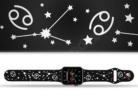 Řemínek Mi-Band na Apple Watch 42/44/45/49 mm - motiv Znamení zvěrokruhu Rak, černý 

 obrázek produktu 1 z 3