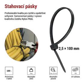 Stahovací pásky EMOS 100×2,5MM, 100KS černé

 obrázek produktu 3 z 4