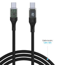 Kabel FIXED USB-C/USB-C, s displejem, PD, 100W, 2 m černý

 obrázek produktu 3 z 9