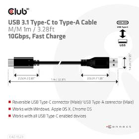 Kabel Club3D USB-C/USB-A 60W, 1m černý

 obrázek produktu 4 z 5