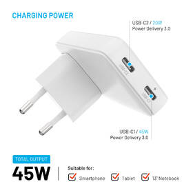 Cestovní adaptér FIXED Slim Traveller, 2x USB-C 45W bílý

 obrázek produktu 2 z 7