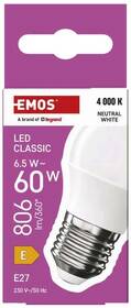 Žárovka LED EMOS Classic Mini Globe, 6,5 W, 806lm, E27, neutrální bílá 

 obrázek produktu 11 z 14