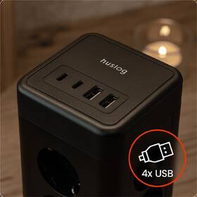 Kabel prodlužovací Huslog 15W 12xzásuvka, 2xUSB-C, 2xUSB černý

 obrázek produktu 5 z 8