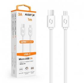 Kabel Aligator USB-C/micro USB, 3A, 1m bílý

 obrázek produktu 3 z 3