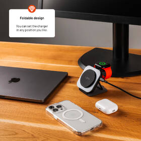 Bezdrátová nabíječka FIXED MagFlex Alu 3v1 černá barva
