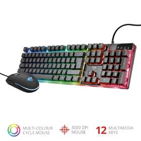 Klávesnice s myší Trust GXT 838 Azor Gaming Combo, CZ/SK černá barva
