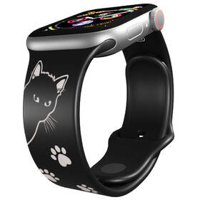 Řemínek Mi-Band na Apple Watch 42/44/45/49 mm - motiv Kočičák, černý 

 obrázek produktu 2 z 3