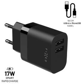Nabíječka do sítě FIXED 17W Smart Rapid Charge, 2x USB + micro USB kabel 1m černá

 obrázek produktu 1 z 7