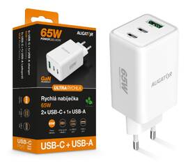 Nabíječka do sítě Aligator Power Delivery 65W, GaN, 1× USB-A + 2× USB-C bílá

 obrázek produktu 2 z 4