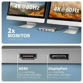 Dokovací stanice Axagon DUAL 4K DISPLAY 7in1 hliník

 obrázek produktu 4 z 7