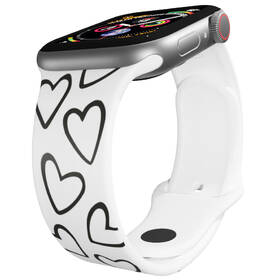 Řemínek Mi-Band na Apple Watch 38/40/41 mm - motiv Srdce černobílá, bílý 

 obrázek produktu 2 z 3