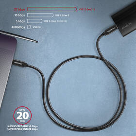 Kabel Axagon SPEED+ USB-C / USB-C, 2m,PD 100W, 4K HD, pletený černý

 obrázek produktu 5 z 6
