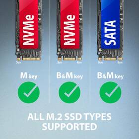 Adaptér Axagon USB 3.2 Gen 2 - M.2 NVMe & SATA SSD, kabel 10cm černý

 obrázek produktu 5 z 5