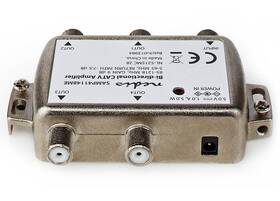 Zesilovač Nedis CATV, Max. zesílení 12 dB, 85-1218 MHz, 4 výstupy, zpětný kanál - 7,5 dB, 5-65 MHz, konektor F 

 obrázek produktu 3 z 4