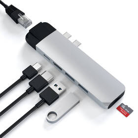 USB Hub Satechi USB-C PRO Hub (HDMI 4K, Pass Through Charging, 1x USB 3.0, 1x MicroSD, Ethernet) stříbrný

 obrázek produktu 11 z 12