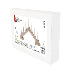LED dekorace EMOS 7 LED svícen dřevěný, 29 cm, 2x AA, vnitřní, teplá bílá, časovač 

 obrázek produktu 4 z 5