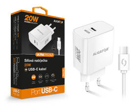 Nabíječka do sítě Aligator Power Delivery 20W, USB-C + USB-C kabel bílá

 obrázek produktu 6 z 6