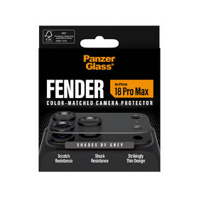 Tvrzené sklo PanzerGlass FENDER na Apple iPhone 18 Pro Max, ochranný hliníkový prvek fotoaparátu šedé

 obrázek produktu 4 z 6