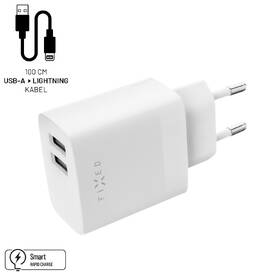 Nabíječka do sítě FIXED 17W Smart Rapid Charge, 2x USB + Lightning MFi kabel 1m bílá

 obrázek produktu 1 z 7