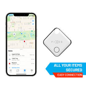 Lokátor FIXED Tag s podporou Find My, 4 ks, 2x černý + 2x bílý 
