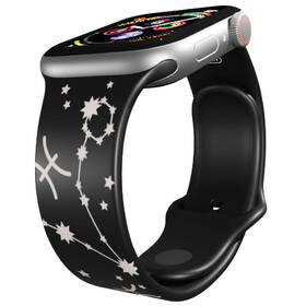 Řemínek Mi-Band na Apple Watch 42/44/45/49 mm - motiv Znamení zvěrokruhu Ryby, černý 

 obrázek produktu 2 z 3