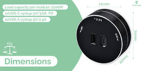 Zásuvkový modul Viking USB, USB-C černý

 obrázek produktu 3 z 5