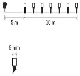 Vánoční osvětlení EMOS 100 LED řetěz 2v1, 10 m, venkovní i vnitřní, teplá bílá/multicolor, programy 

 obrázek produktu 6 z 7