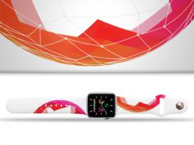 Řemínek Mi-Band na Apple Watch 38/40/41 mm - motiv Růžová planetka, bílý 

 obrázek produktu 1 z 3