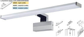 Nástěnné svítidlo Top Light Texas MAX CCT koupelnové LED, 12W, 1200llm, IP44, teplá/neutrální/studená bílá stříbrné

 obrázek produktu 3 z 6