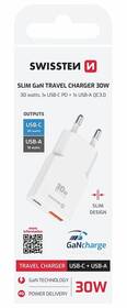 Nabíječka do sítě Swissten GaN USB-C/USB-A 30 W bílá

 obrázek produktu 3 z 3