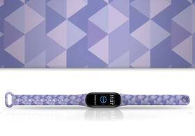 Řemínek Mi-Band na Xiaomi Mi Band 5/6 - motiv Fialové trojúhelníky, bílý 

 obrázek produktu 1 z 3