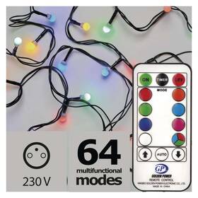 Vánoční osvětlení EMOS 96 LED 10m, řetěz – kuličky, červená/zelená/modrá, ovladač, programy 

 obrázek produktu 1 z 6