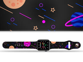 Řemínek Mi-Band na Apple Watch 42/44/45/49 mm - motiv Planetky, černý 

 obrázek produktu 1 z 3