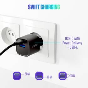 Nabíječka do sítě Spello by Epico ForceBoost GaN 20W 1x USB-A černá

 obrázek produktu 6 z 7