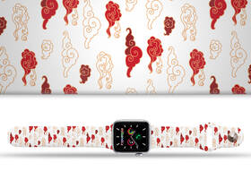 Řemínek Mi-Band na Apple Watch 38/40/41 mm - motiv Červené mraky, bílý 

 obrázek produktu 1 z 3