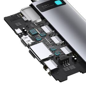 USB Hub Baseus Metal Gleam Series 9v1 HUB USB-C (USB-C PD 100W, 3x USB 3.0, HDMI, VGA, RJ45, SD/TF port) šedý

 obrázek produktu 5 z 10