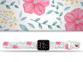 Řemínek Mi-Band na Apple Watch 42/44/45/49 mm - motiv Ibišek růžový, bílý 

 obrázek produktu 1 z 3